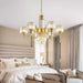 7-Light Modern Large Crystal Chandelier Gold Adjustable Hanging Pendant Light Vintage Farmhouse Ceiling Light Fixture for Living Room Dining Room Bedroom Foyer Entryway Staircase