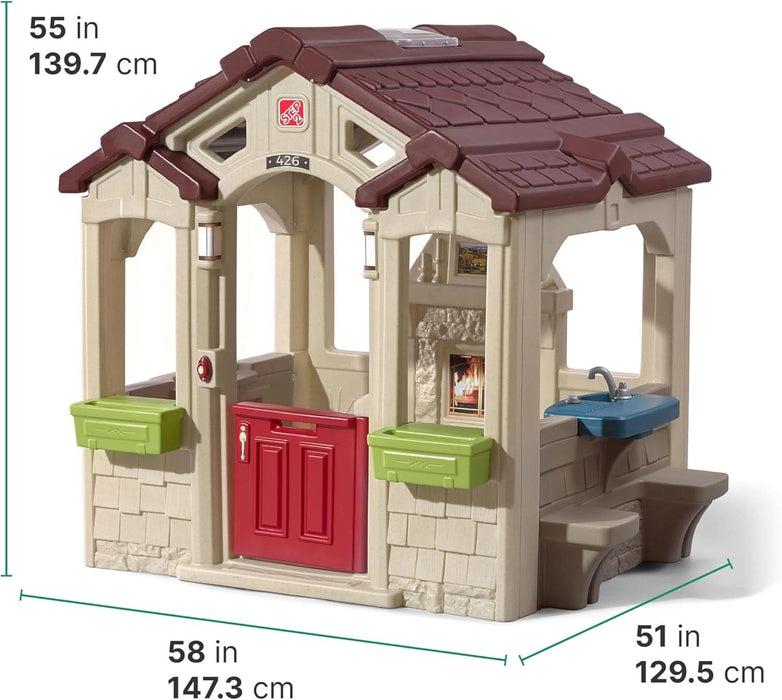 Charming Cottage Kids Playhouse, Indoor and Outdoor Clubhouse Playset, Interactive Sounds, Toddlers 2+ Years Old, Easy to Assemble
