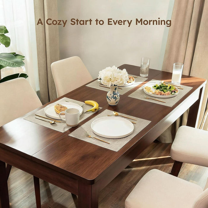 Dining Table for 6, Farmhouse Rectangular Kitchen Table, Walnut Wood