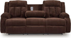 Free Wake Contemporary Dual Sided Power Reclining Sofa with Drop down Table and USB Ports, Dark Brown