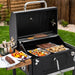CD1824M 24-Inch Charcoal Grill, BBQ Smoker with Handle and Folding Table, Perfect for Outdoor Patio, Garden and Backyard Grilling, Black, Medium