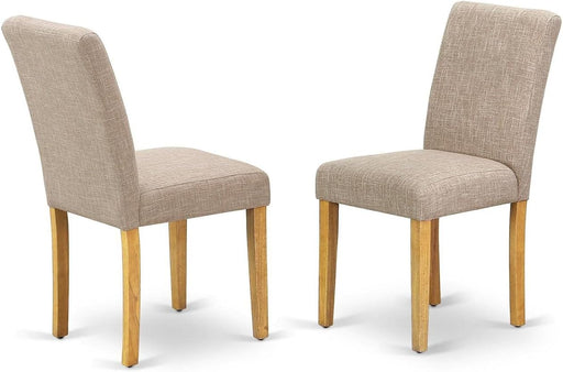 Abbott Parson Dining Chairs - Light Tan Linen Fabric Padded Dinette Chairs, Set of 2, Oak