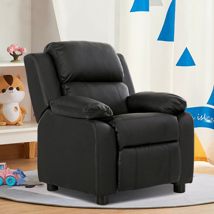 Kids Deluxe Headrest Recliner Sofa Chair with Storage Arms