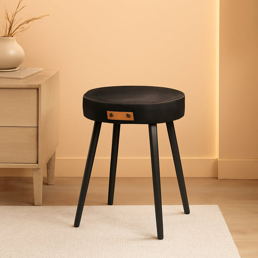 EKHO Collection - Dining Chairs Stools Set of 2, Upholstered Kitchen Stools, Vanity Stools, Synthetic Leather with Stitching, Mid-Century Modern, 19-Inch Tall, Easy Assembly, Ink Black