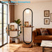 47-Inch Arch Floor Lamp, Modern Standing Lamp with Table, Black Metal Frame with Globe Shade, Living Room Bedroom Lighting, G9 LED Bulb Included for Sofa Beside/Corner Decor