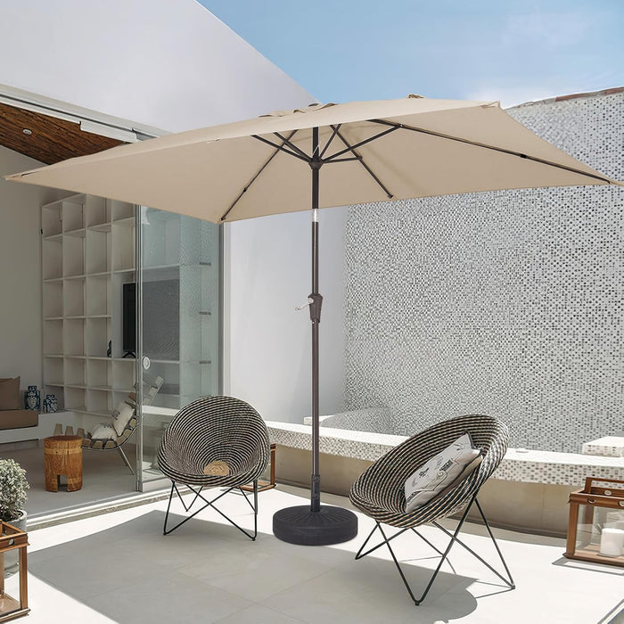 6.5 X 10 Ft Rectangular Patio Umbrella W/Crank, Beige