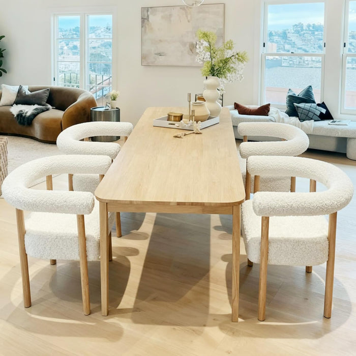 Mid Century Modern Barrel Dining Chairs Set of 2, Upholstered Kitchen & Dining Room Chairs with Arms, 21.75" Wide Faux Sherpa Boucle Accent Chairs Side Chairs for Kitchen Living Room Bedroom, White