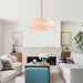 Extraordinary Brushed Gold Drum Chandelier Linen Shade