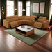 Power Recliner Sectional Sofa Set with USB Ports, Flannel Recliner Sofa Set with Adjustable Headrest, Reclining Sectional Couches, L-Shaped Living Room Furniture Set (Ginger, 5-Seater)