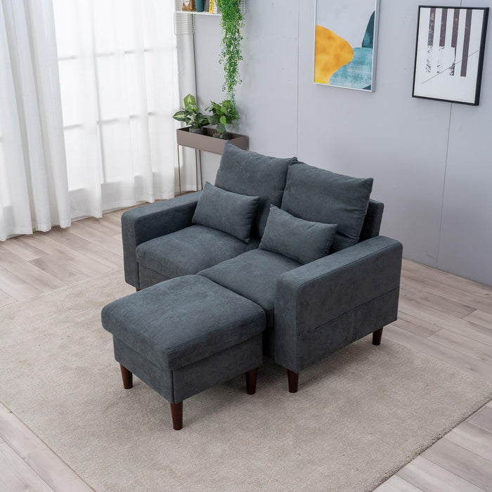 Convertible Sectional Couch Modular L Shape Sofa with Ottoman Footstool Living Room Sets 2-Seat Sectional Couch for Small Space Living Room Bedroom,Grey