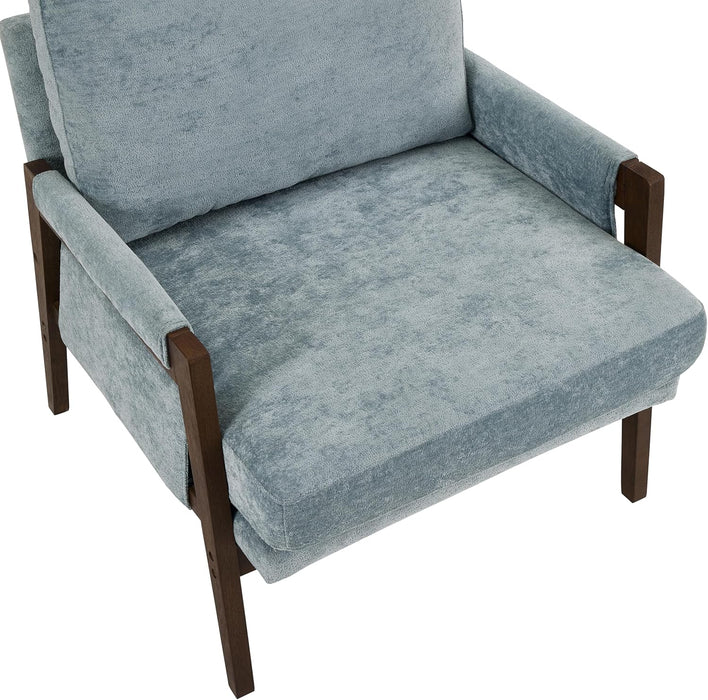Blue Mid Century Modern Accent Armchair Upholstered