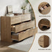 48" Wide 6 Drawers Dresser for Bedroom, Coastline Fluted Modern Dresser Drawer with Metal Handle, Storage Chest of TV Stand Organizers Wooden for Living Room, Hallway, Closet, Walnut Wood