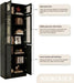 85.5" Modern Bookcase with Glass Doors Set of 4, 7-Tier Tall Wooden Bookshelf with Storage for Home Office, Large Curio Cabinet for Living Room, Office, Bedroom, Family Room (Black, ABBA)