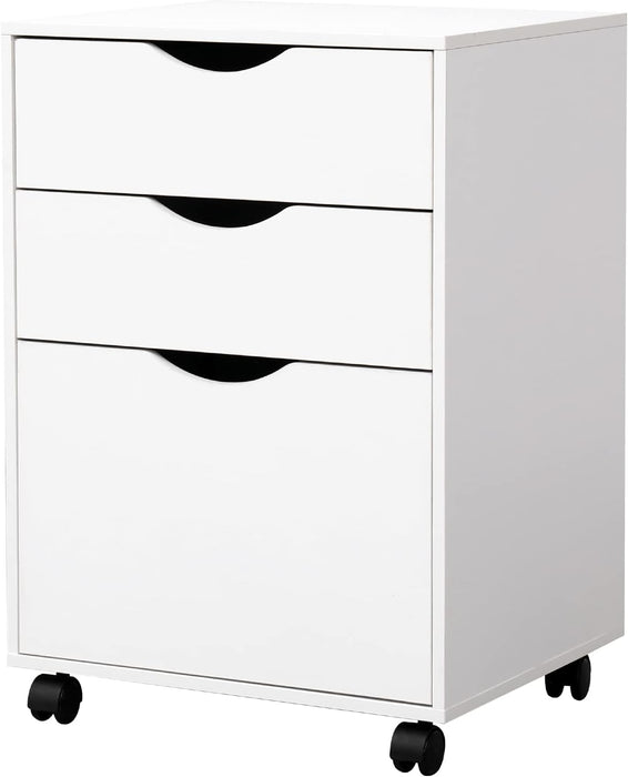 White Mobile File Cabinet, 3 Drawers