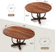 59" round Extendable Dining Table for 4-6, Modern Oval Kitchen Table with Heavy Duty Curved Legs & Wood X-Based, MDF Board with Spring Buckle, Space Saving, Dining Kitchen Living Room, Walnut