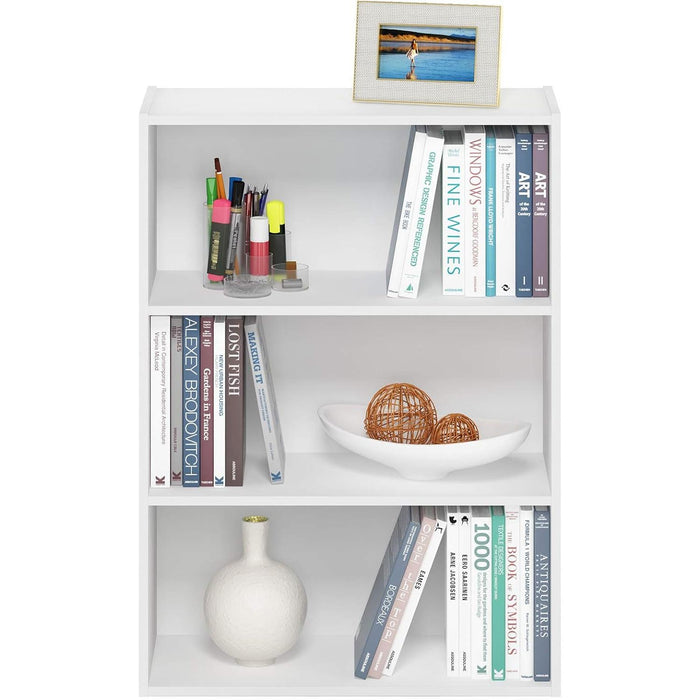 Pasir 3-Tier Open Shelf Bookcase, Plain White