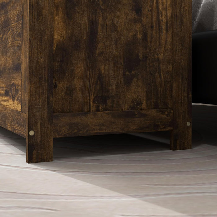 Executive Rustic Brown Storage Bench Double Hinges