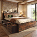 Queen Size Bed Frame with 12 Storage Drawers and Headboard
