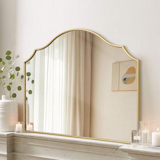 Gold Scalloped Arched Mirror 35x26 Inches Mantelpiece