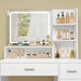 Makeup Vanity Desk with Liighted Mirror, Vanity Desk with 5 Drawers & Storage Shelves, Vanity Table, 3 Color Modes & Adjustable Brightness Dressing Table, Bedroom