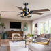 52 Inch Ceiling Fan with Light and Remote Control, Farmhouse Ceiling Fans with LED Lighting for Indoor and Outdoor, Black Caged Ceiling Fan for Bedroom Living Room and Garage