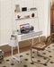 Freestanding Ladder Desks with Power Outlets, Small Home Office Study Reading Desks with 2 Fabric Drawers and Side Bag, Computer Gaming Desk Modern Vanity Dressing Makeup Desk (Elegant White, Ladder)
