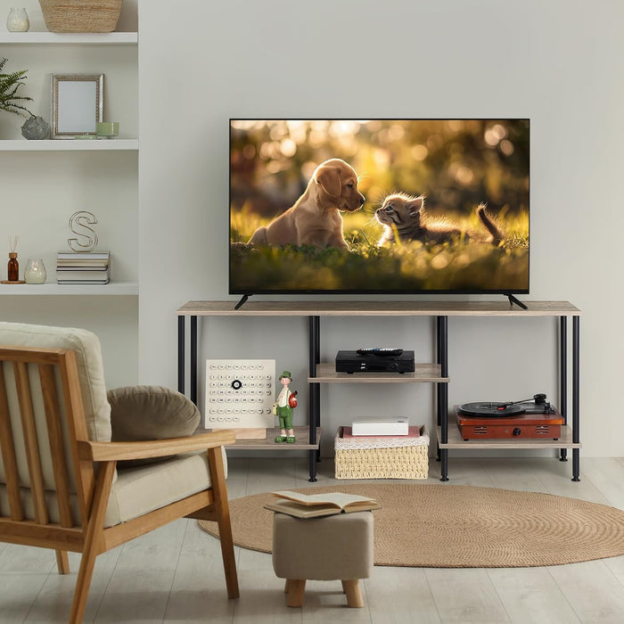 50 Inch TV Stand for Bedroom Rustic Grey Entertainment Center with Storage 3 Tier TV Consoles for Living Room TV Console Table Media Cabinet with Open Storage Shelves for 50 43 40 32 Inch TV