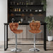 Bar Stools Set of 2, PU Leather Swivel Bar Stools with Shell Back, Armless Counter Height Adjustable Bar Chairs for Home Kitchen, Retro Brown