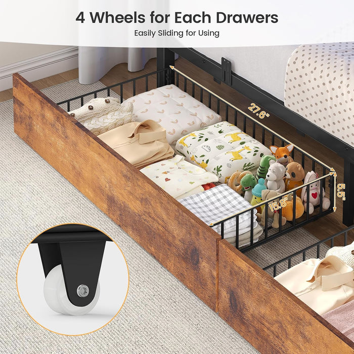 FullOverFull BunkBed WithStairs IndustrialGrade SteelFrame