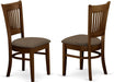 VAC-ESP-C Vancouver Kitchen Dining Chairs - Linen Fabric Upholstered Wooden Chairs, Set of 2, Espresso