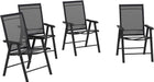 Set of 4 Patio Folding Chairs Armrests Black