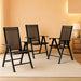 Set of 4 Patio Folding Chairs Armrests Black