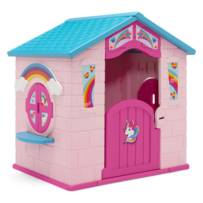 Rainbow & Unicorn Plastic Indoor/Outdoor Playhouse with Easy Assembly, Pink