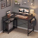 L Shaped Computer Desk with Power Outlets, 55 Inch Small Corner Desk with Reversible Shelves, Gaming Desk Computer Table Study Writing Table for Home Office Bedroom Small Space, Black