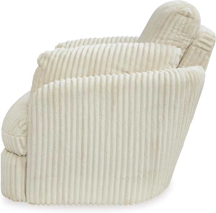 Tie-Breaker Cozy Contemporary Manual Press-Back Swivel Glider Rocker Recliner with 2 Bolster Pillows and Hidden Storage, White