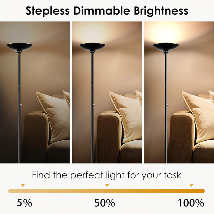 Torchiere Led Floor Lamp 70InchTall Dimmable Black