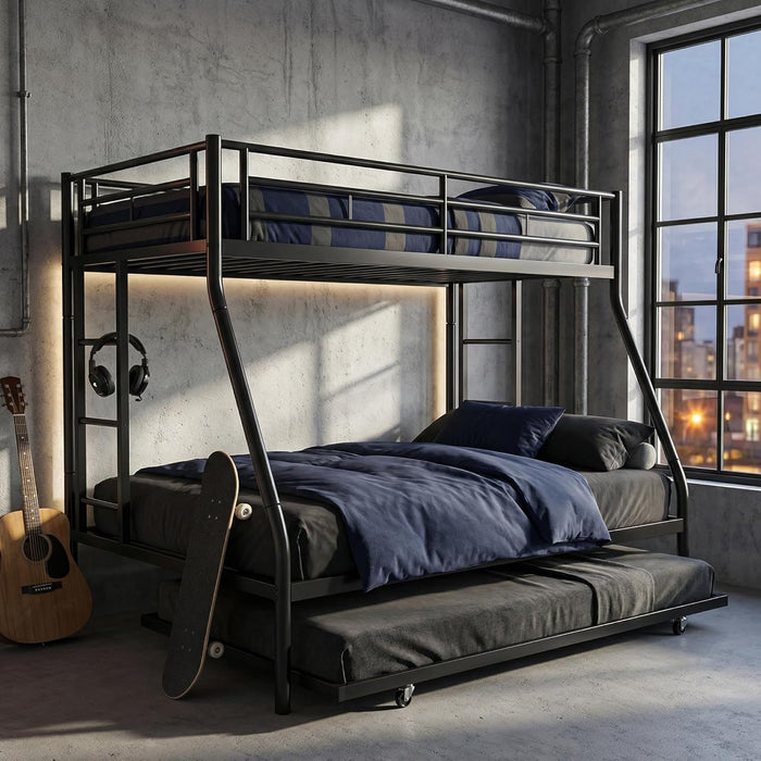 Twin Over Full Bunk Bedframe With DetachableTrundle