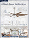 65 Inch Ceiling Fans with Lights and Remote, Brush Nickel Indoor/Outdoor Ceiling Fan with Quiet Reversible DC Motor, 6 Speeds, 3CCT, 8 Blades Large Ceiling Fan for Living Room Bedroom Patio
