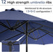 15Ft Patio Umbrella with Base,Large Outdoor Double-Sided Rectangle Umbrella with Crank Handle, Market Umbrella for Poolside Garden Deck Backyard Beach Pools, Navy Blue