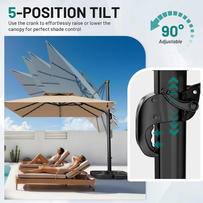 Cantilever Patio Umbrella with Solor Lights