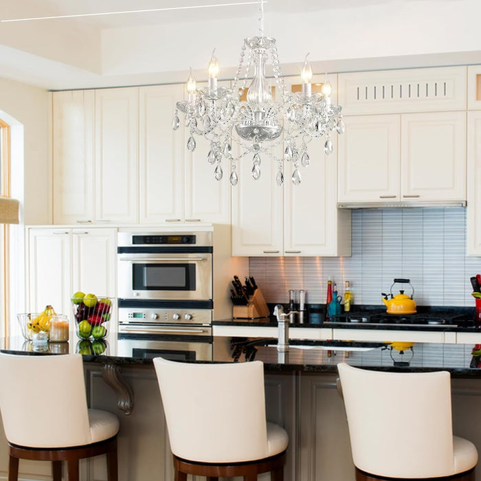 Plug In White Crystal Chandelier Pendant Illumination