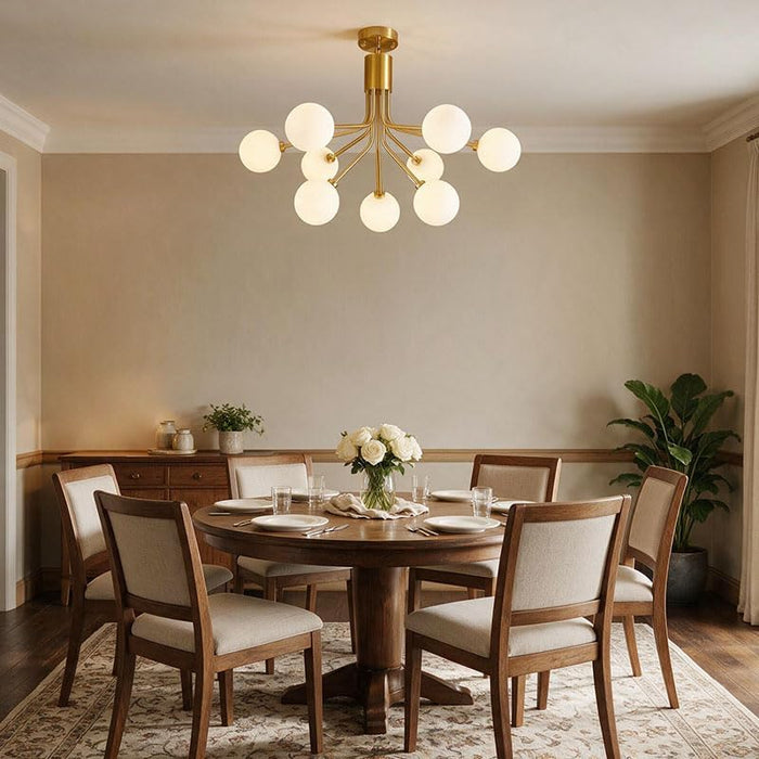 Gold Modern Chandelier 9-Light Glass Globe Ceiling Light Fixtures Mid Century Modern Sputnik Chandelier for Dining Room Kitchen Island Bedroom Living Room