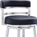 Madrid 30" Seat Height Swivel Modern Black Faux Leather and Brushed Stainless Steel Bar Stool for Kitchen Island Counter