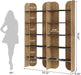 70.87" Tall Farmhouse Bookshelf, 5-Tier Double Wide Bookcase with Open Shelves, Vintage Bookshelf for Living Room, Office, Study Room, Bedroom（Brown）