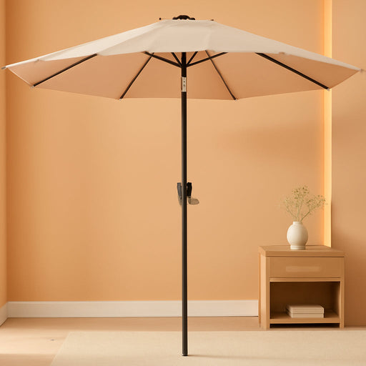 10Ft Patio Umbrella Outdoor - Table Umbrella with 6 Sturdy Ribs, Market Umbrella with Push Button Tilt, UV Protection for Pool, Porch, Garden, Deck, Backyard (Beige)