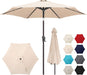 10Ft Patio Umbrella Outdoor - Table Umbrella with 6 Sturdy Ribs, Market Umbrella with Push Button Tilt, UV Protection for Pool, Porch, Garden, Deck, Backyard (Beige)