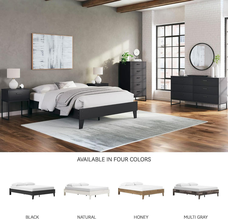 Signature Design by Ashley Socalle Casual Queen Platform Bed with Metal Slats, No Box Spring Needed, Black