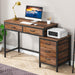 Computer Desk with 5 Drawers, Home Office Desks with Reversible Drawer Cabinet Printer Stand, Industrial PC Desk with Storage, Rustic Study Writing Table Workstation for Small Spaces