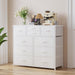 10-Drawer Dresser, Fabric Storage Tower with Drawers for Bedroom, Dresser Drawer with Handle for Bedroom, Living Room, Hallway, Closets & Nurseryteel Frame, Wood Top (10 Drawer/White)