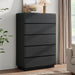 Black 6 Drawer Dresser for Bedroom, 48" Tall Dressers & Chest of Drawers with Curved Profile Design, Modern Dresser with Thickened Base for Bedroom, Living Room, Hallway